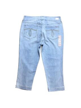 SEVEN 7 tummyless pedal pusher pants powder blue jeans crop distressed denim 14W